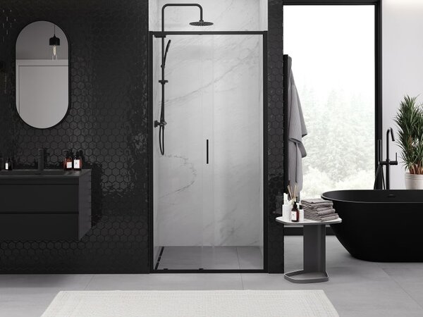Mexen Exo sprchové dvere posuvné 105 cm, transparentné, čierne - 8151-105-000-70-00