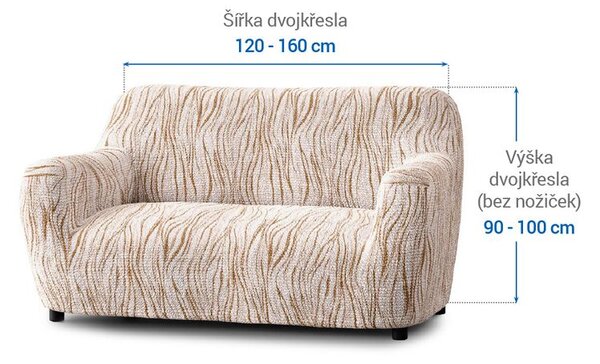 Bielastické poťahy UNIVERSO NOVÉ žíhané béžové dvojkreslo (š. 120 - 160 cm)