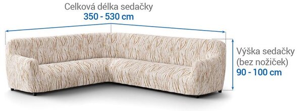 Bielastické poťahy UNIVERSO NOVÉ žíhané béžové rohová sedačka (š. 350 - 530 cm)