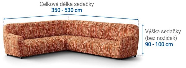 Bielastické poťahy UNIVERSO NOVÉ žíhané tehlové rohová sedačka (š. 350 - 530 cm)
