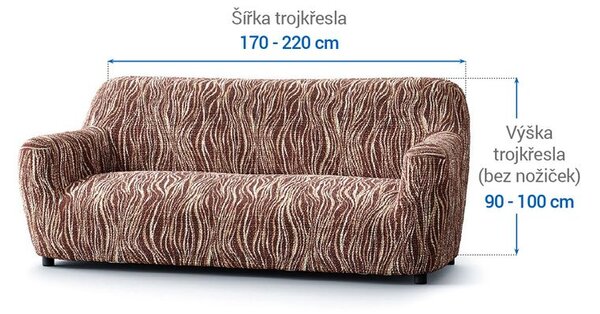 Bielastické poťahy UNIVERSO NOVÉ žíhané hnedé trojkreslo (š. 170 - 220 cm)