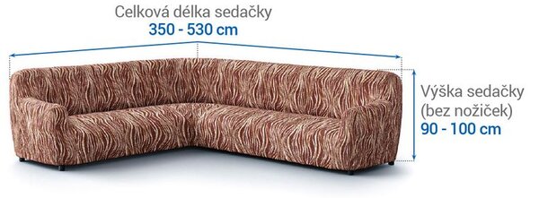 Bielastické poťahy UNIVERSO NOVÉ žíhané hnedé rohová sedačka (š. 350 - 530 cm)