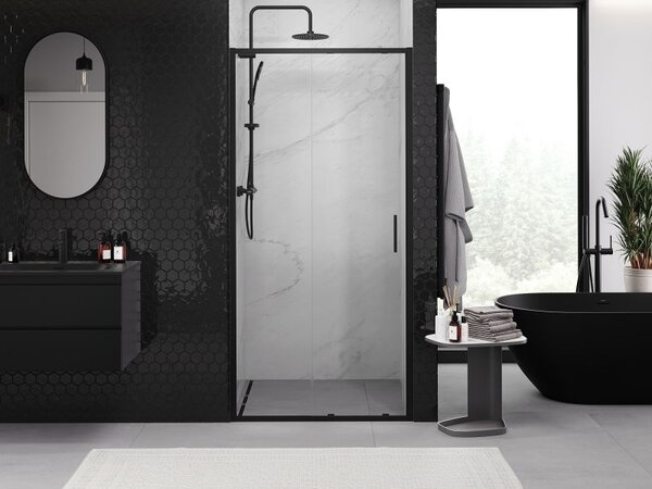 Mexen Exo sprchové dvere posuvné 105 cm, transparentné, čierne - 8151-105-000-70-00