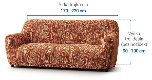 Bielastické poťahy UNIVERSO NOVÉ žíhané tehlové trojkreslo (š. 170 - 220 cm)