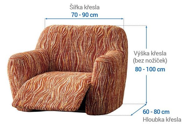 Bielastické poťahy UNIVERSO NOVÉ žíhané tehlové relaxačné kreslo (š. 70 - 90 cm)