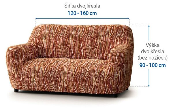 Bielastické poťahy UNIVERSO NOVÉ žíhané tehlové dvojkreslo (š. 120 - 160 cm)