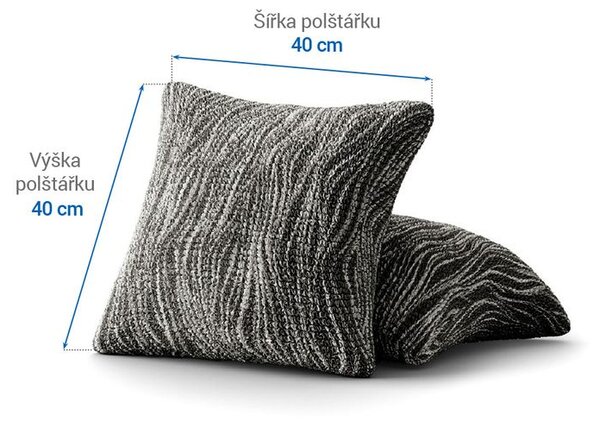 Bielastické poťahy UNIVERSO NOVÉ žíhané čiernobiele obliečky na vankúšiky 2 ks (40 x 40 cm)