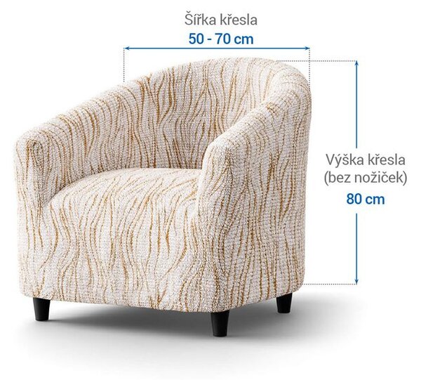 Bielastické poťahy UNIVERSO NOVÉ žíhané béžové klubové kreslo (š. 50 - 70 cm)