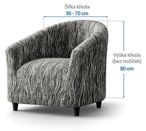 Bielastické poťahy UNIVERSO NOVÉ žíhané čiernobiele klubové kreslo (š. 50 - 70 cm)