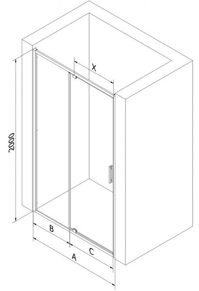 Mexen Exo sprchové dvere výklopné 160 cm, transparentné, chróm - 819-160-000-01-00