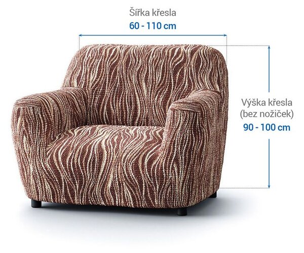 Bielastické poťahy UNIVERSO NOVÉ žíhané hnedé kreslo (š. 60 - 110 cm)