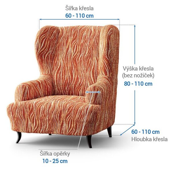 Bielastické poťahy UNIVERSO NOVÉ žíhané tehlové kreslo ušiak (š. 60 - 110 cm)