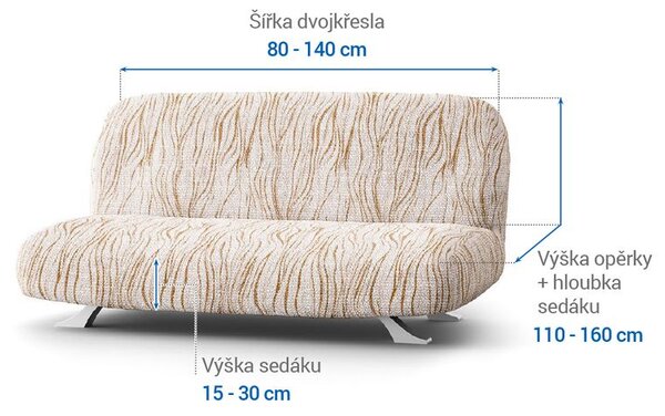 Bielastické poťahy UNIVERSO NOVÉ žíhané béžové dvojkreslo s drevenými rúčkami (š. 80 - 140 cm)