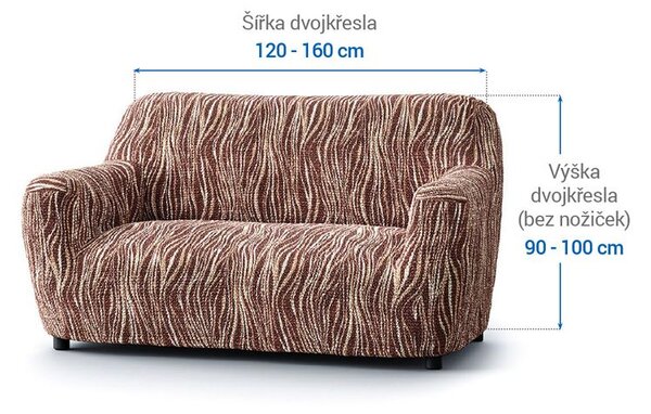 Bielastické poťahy UNIVERSO NOVÉ žíhané hnedé dvojkreslo (š. 120 - 160 cm)