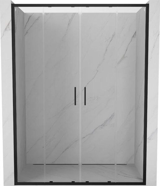 Mexen Exo dvojité posuvné sprchové dvere 130 cm, priehľadné, čierne - 8152-130-000-70-00