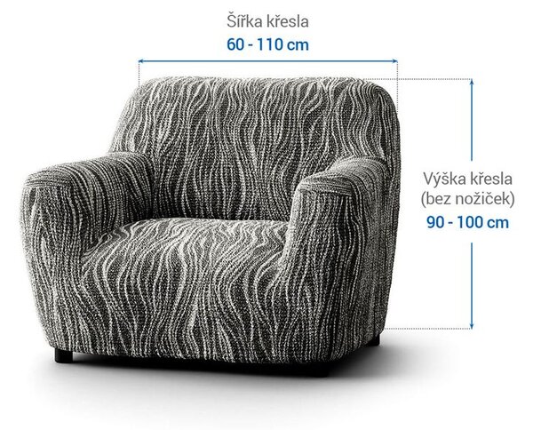 Bielastické poťahy UNIVERSO NOVÉ žíhané čiernobiele kreslo (š. 60 - 110 cm)
