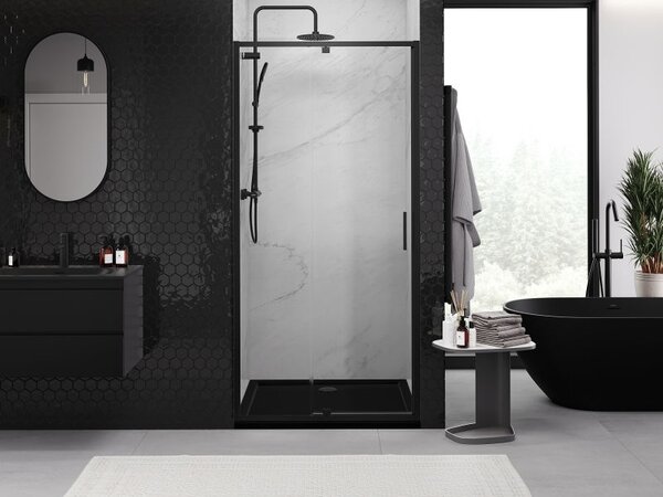 Mexen Exo sprchové dvere otočné 90 cm, transparentné, čierne - 819-090-000-70-00