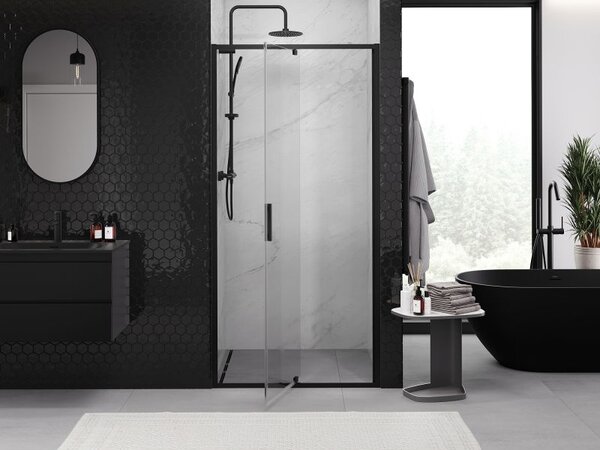 Mexen Exo sprchové dvere otočné 90 cm, transparentné, čierne - 819-090-000-70-00