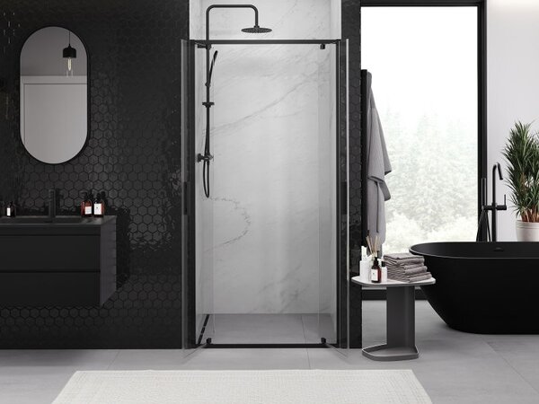 Mexen Exo dvojité sprchové dvere 70 cm, priehľadné, čierne - 8182-070-000-70-00