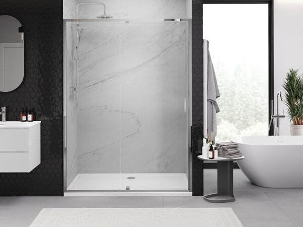 Mexen Exo sprchové dvere výklopné 160 cm, transparentné, chróm - 819-160-000-01-00