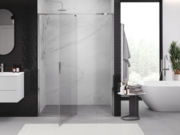 Mexen Exo sprchové dvere výklopné 160 cm, transparentné, chróm - 819-160-000-01-00