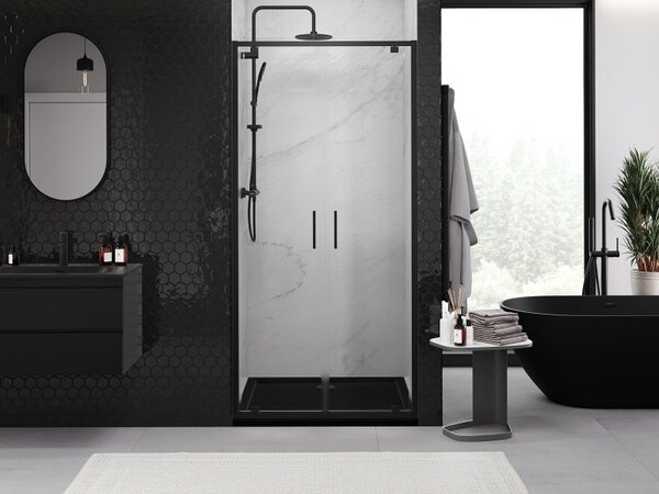 Mexen Exo dvojité sprchové dvere 70 cm, priehľadné, čierne - 8182-070-000-70-00
