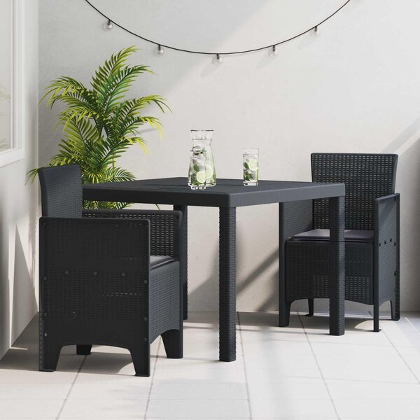 Maison Exclusive – záhradná jedálenská súprava, 3 kusy, antracitová farba, polypropylén