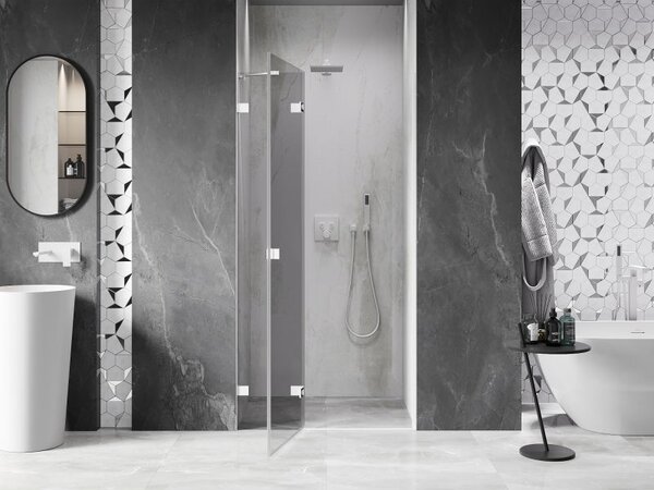 Mexen Lunar sprchové dvere otváracie ľavé 90 cm, transparentné, biele - 834-090-000-20-00-L