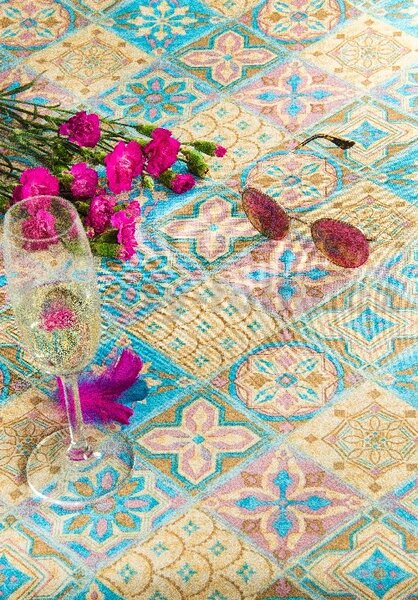 Obrus PVC 7743230 Marakesh modro-béžový, metráž 20 m x 140 cm, IMPOL TRADE