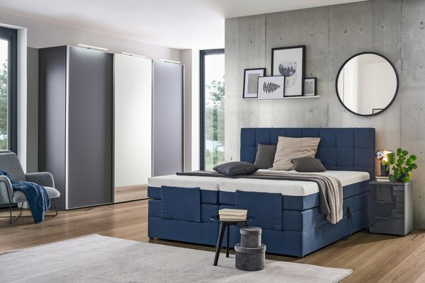 BOXSPRINGOVÁ POSTEĽ, 180/200 cm, modrá Moderano - Postele