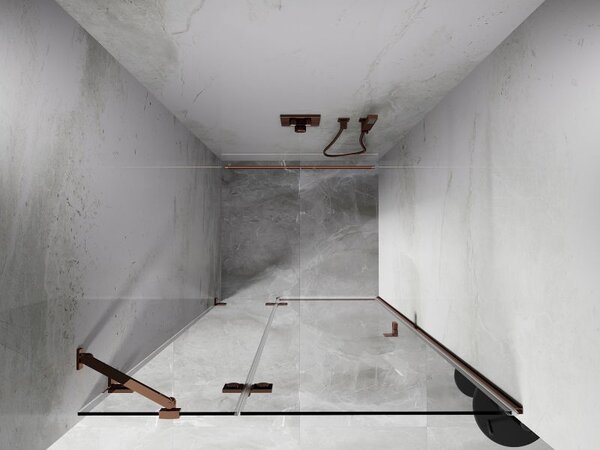Mexen Lunar ľavé sprchové dvere, výklopné, 125 cm, transparentné, ružové zlato - 834-125-000-60-00-L