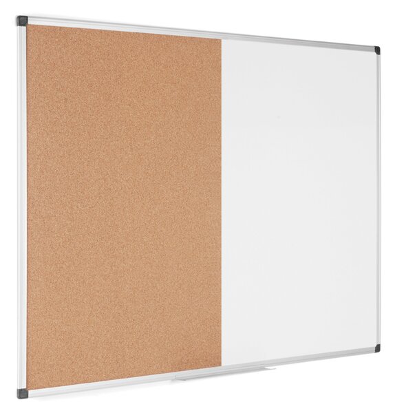 Popisovacia magnetická tabuľa a korková nástenka, kombinovaná, 900 x 600 mm