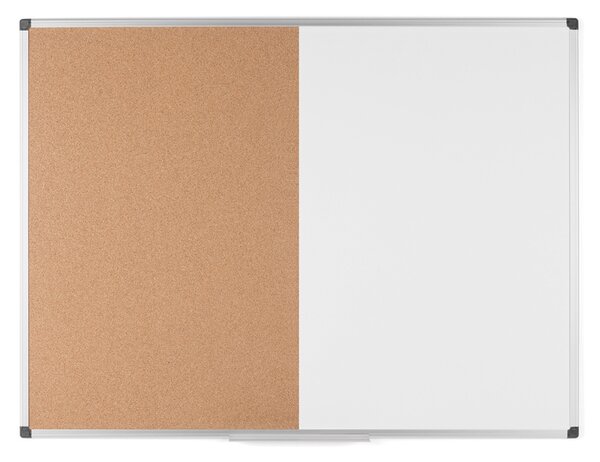 Popisovacia magnetická tabuľa a korková nástenka, kombinovaná, 900 x 600 mm