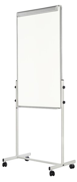 Mobilná kombinovaná tabuľa, biela magnetická/sivá textilná, 700x1200 mm