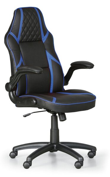 Kožená kancelárska stolička GAME, čierna/modrá