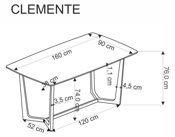 Halmar Jedálenský stôl CLEMENTE 160x90 biely mramor/zlatý