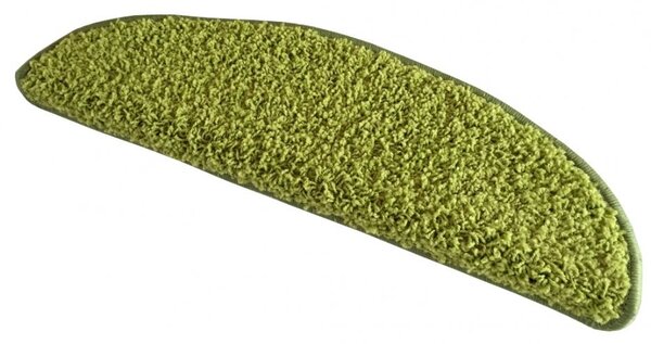 Vopi koberce Nášľapy na schody Color shaggy zelený polkruh - 24x65 polkruh (rozmer vrátane ohybu)
