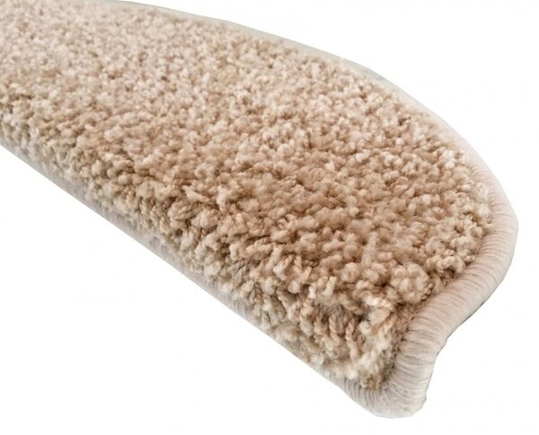 Vopi Nášľapy na schody Color shaggy béžový polkruh, samolepiaci - 24x65 polkruh (rozmer vrátane ohybu)