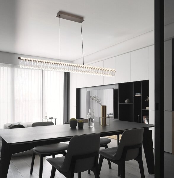LED luster na lanku ALBA LED/39W/230V sivá/priehľadná