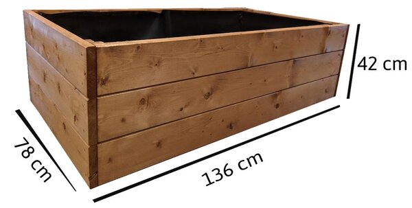 Drevený vyvýšený záhon 136 × 78 × 42 cm, lakovaný