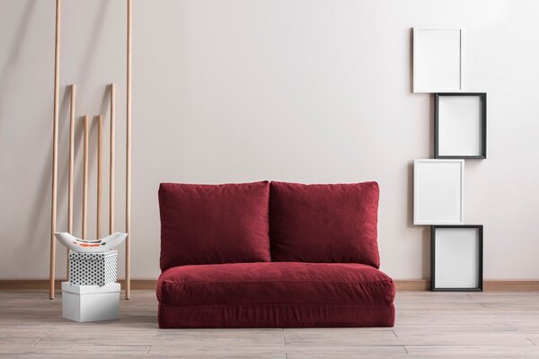 Hanah Home Dvojmiestna futonová rozkladacia pohovka Taida bordová