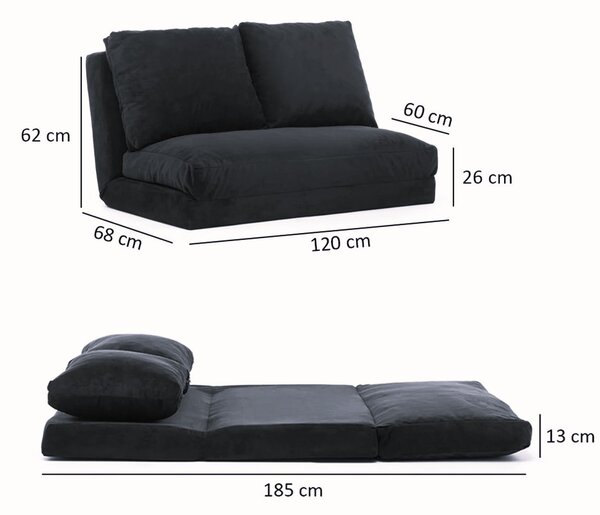 Hanah Home Dvojmiestna futonová rozkladacia pohovka Taida 120 cm viacfarebná