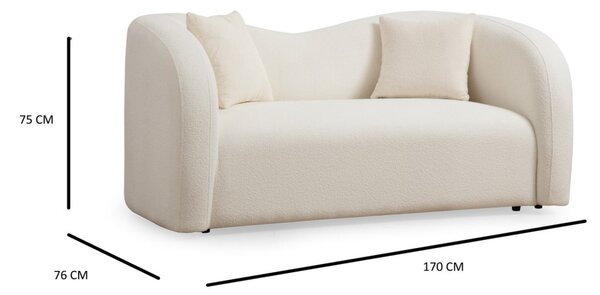 Hanah Home Dvojmiestna pohovka Asos 170 cm bouclé krémová