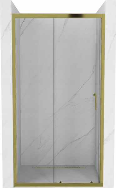 Mexen Apia, posuvné dvere do otvoru 110 x 190 cm, 5mm číre sklo, zlatý profil, 845-110-000-50-00