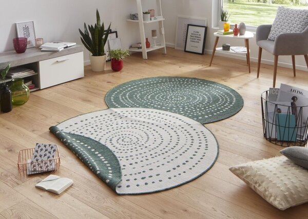 Hanse Home , Kusový koberec Twin-Wendeteppiche 103111 grün creme kruh – na von aj na doma, 200x200 (priemer) kruh, zelená, chodba / predsieň