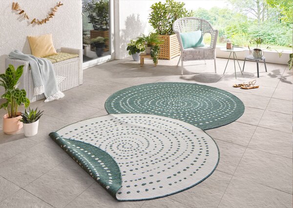 Hanse Home , Kusový koberec Twin-Wendeteppiche 103111 grün creme kruh – na von aj na doma, 200x200 (priemer) kruh, zelená, chodba / predsieň