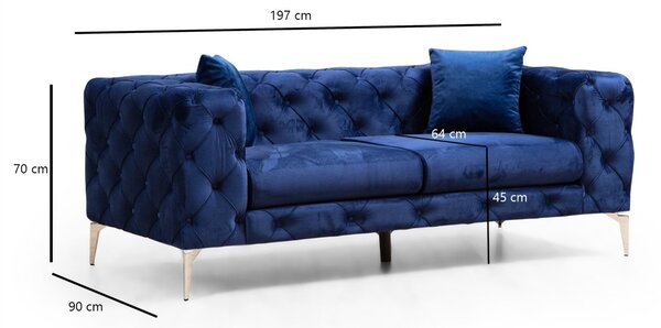 Hanah Home Dvojmiestna pohovka Como 197 cm modrá