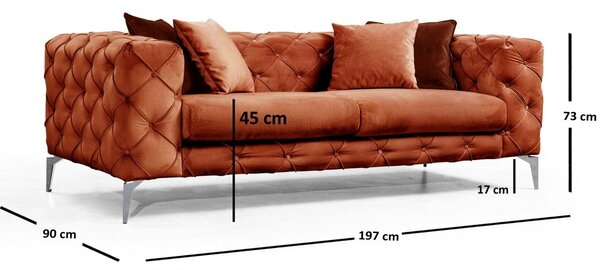 Hanah Home Dvojmiestna pohovka Como 197 cm oranžová