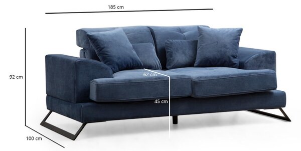 Hanah Home Dvojmiestna pohovka Frido 185 cm modrá