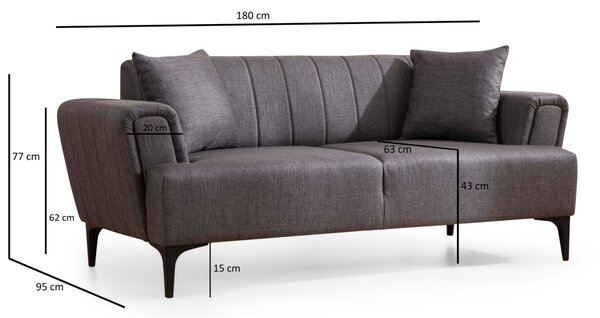 Hanah Home Dvojmiestna pohovka Hamlet 180 cm sivá